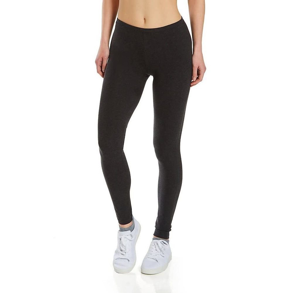 HUE Women's Cotton Leggings, Graphite Heather, Medium